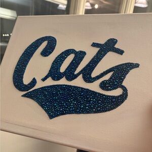 Blue Glitter Cat Wall Art